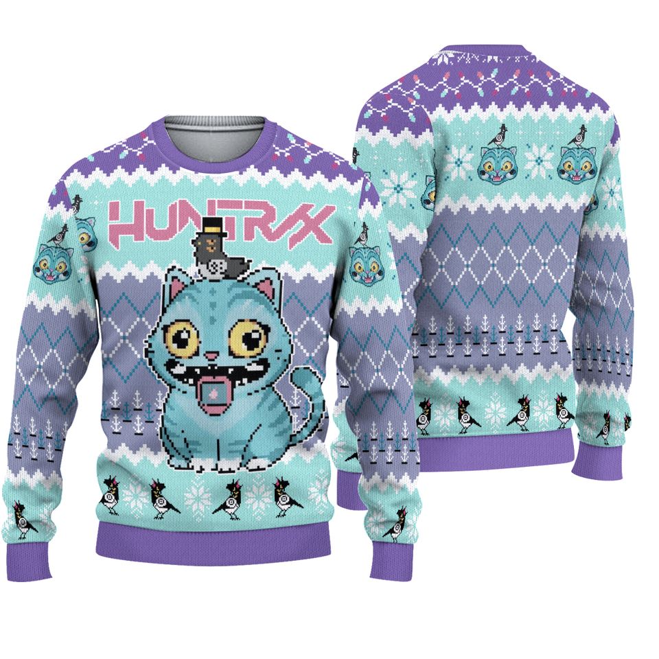Funny Demon Hunters Tiger Christmas Sweater, Huntrix Tiger Ugly Christmas Sweatshirt