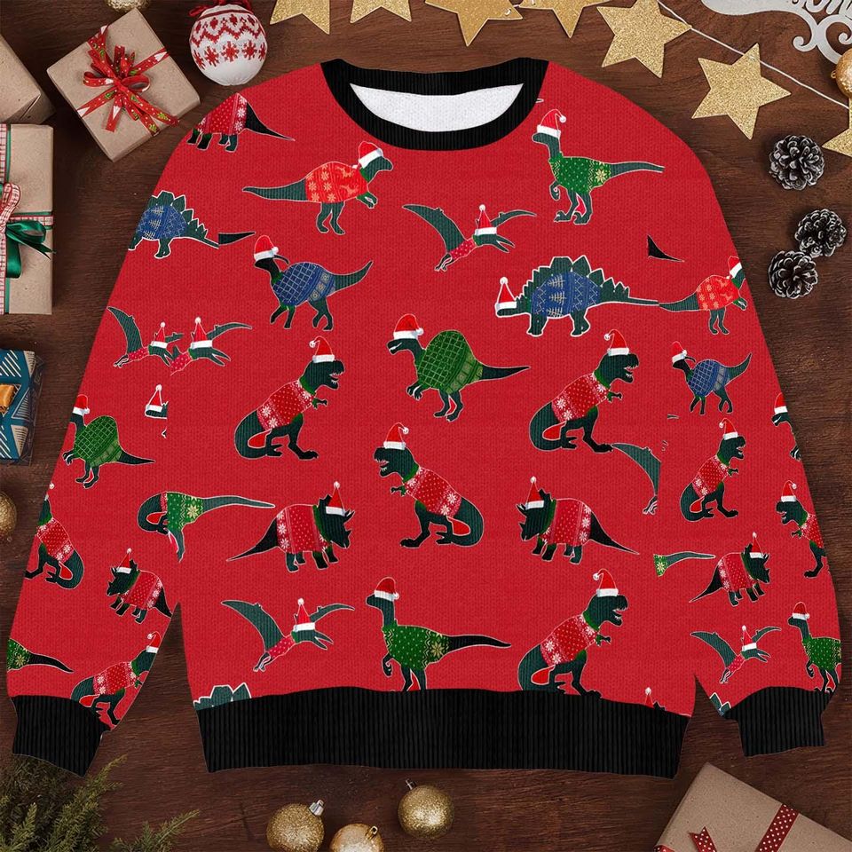 Funny Dinosaur Ugly Christmas Sweater