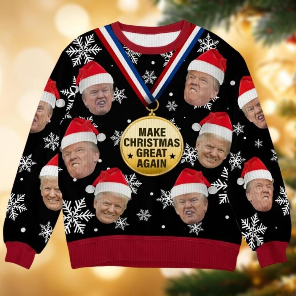 Funny Donald Trump Ugly Christmas Sweaters, Make Christmas Great Again