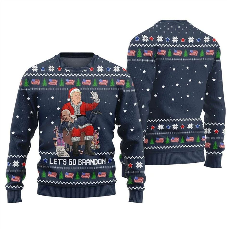 Funny Donald Trump Ugly Sweater Men Santa Claus