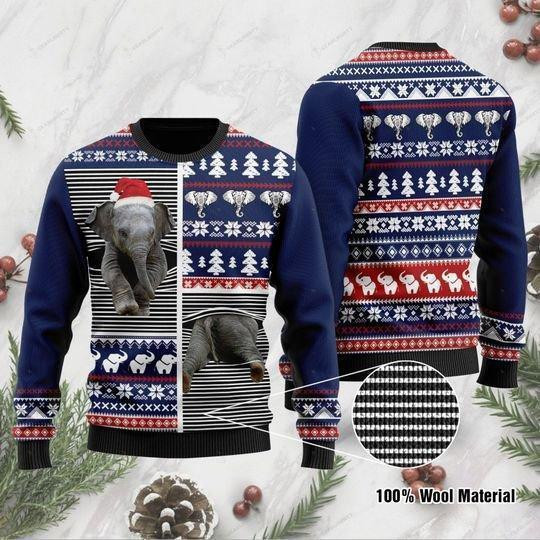 Funny Elephant Ugly Christmas Sweater Adult 3D Funny Matching for family