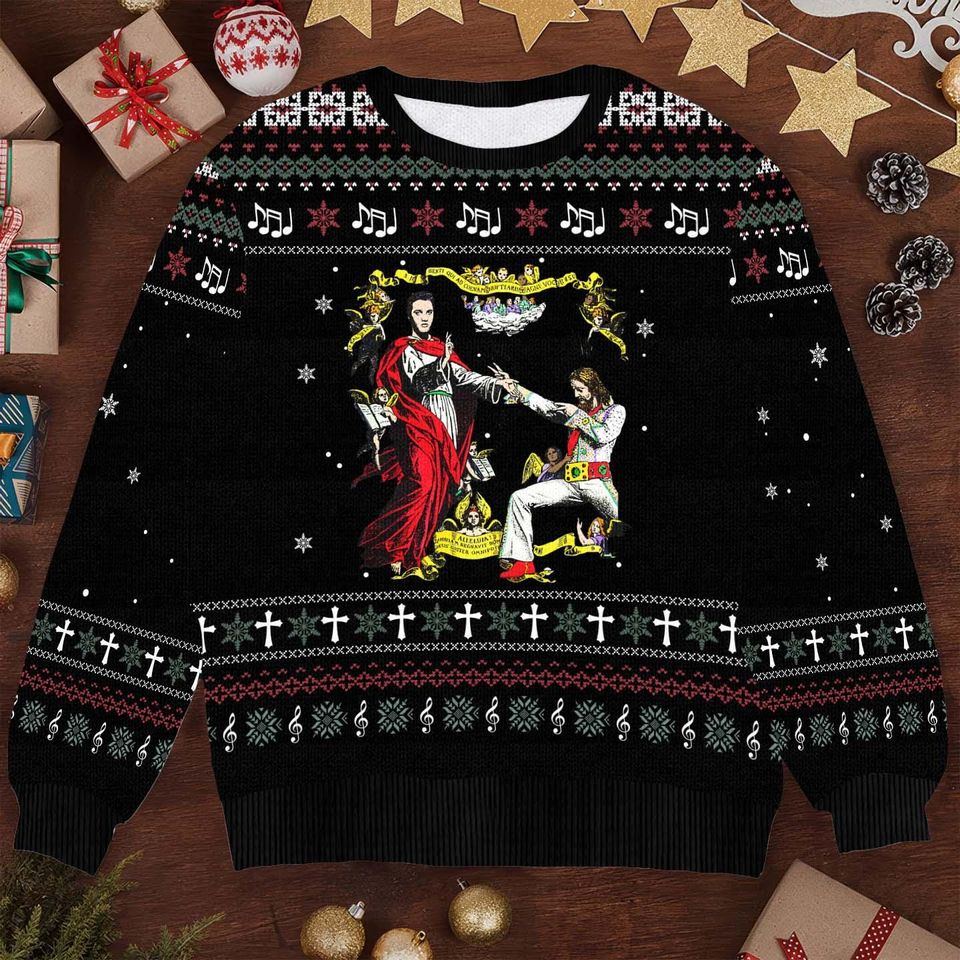 Funny Elvis and Jesus Christmas Sweater