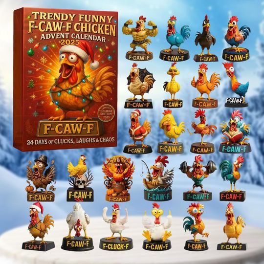 Funny F Caw F Chicken Advent Calendar, 24-Day Christmas Countdown Box Acrylic Ornament 2D Flat - Image 10