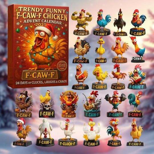 Funny F Caw F Chicken Advent Calendar, 24-Day Christmas Countdown Box Acrylic Ornament 2D Flat - Image 8