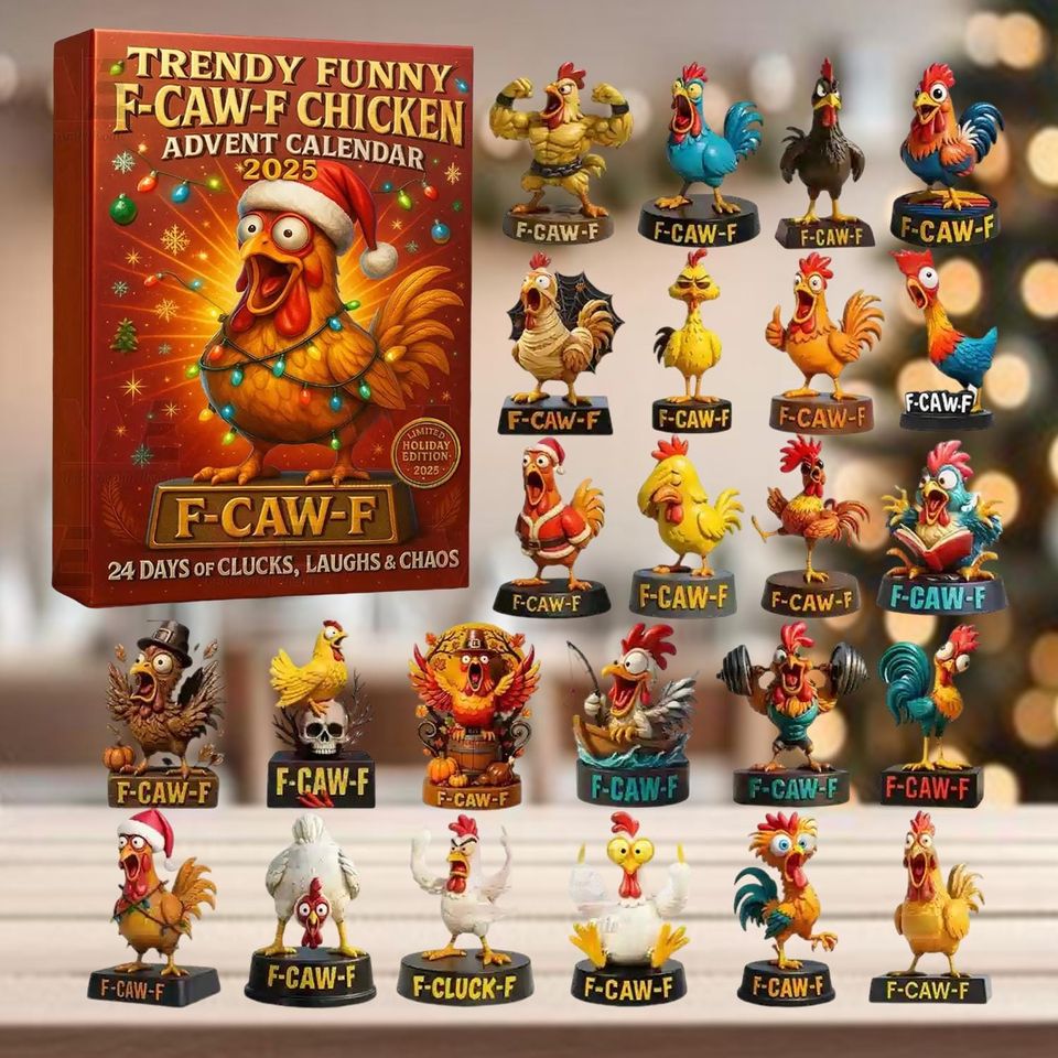 Funny F Caw F Chicken Advent Calendar, 24-Day Christmas Countdown Box Acrylic Ornament 2D Flat - Image 5