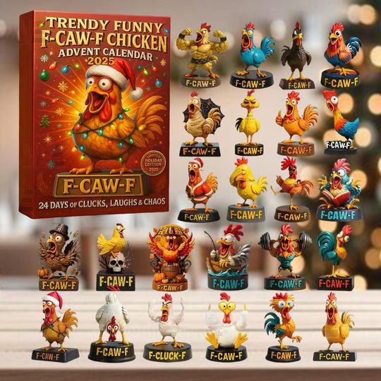 Funny F Caw F Chicken Advent Calendar, 24-Day Christmas Countdown Box Acrylic Ornament 2D Flat - Image 11