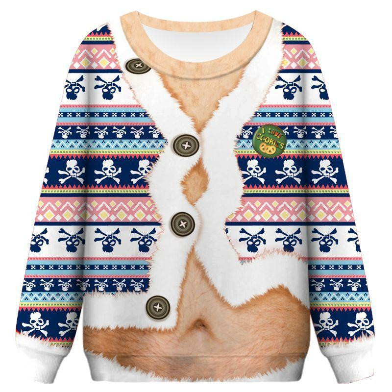 Funny Faux Belly Ugly Christmas Sweater Adult 3D Funny Matching for family