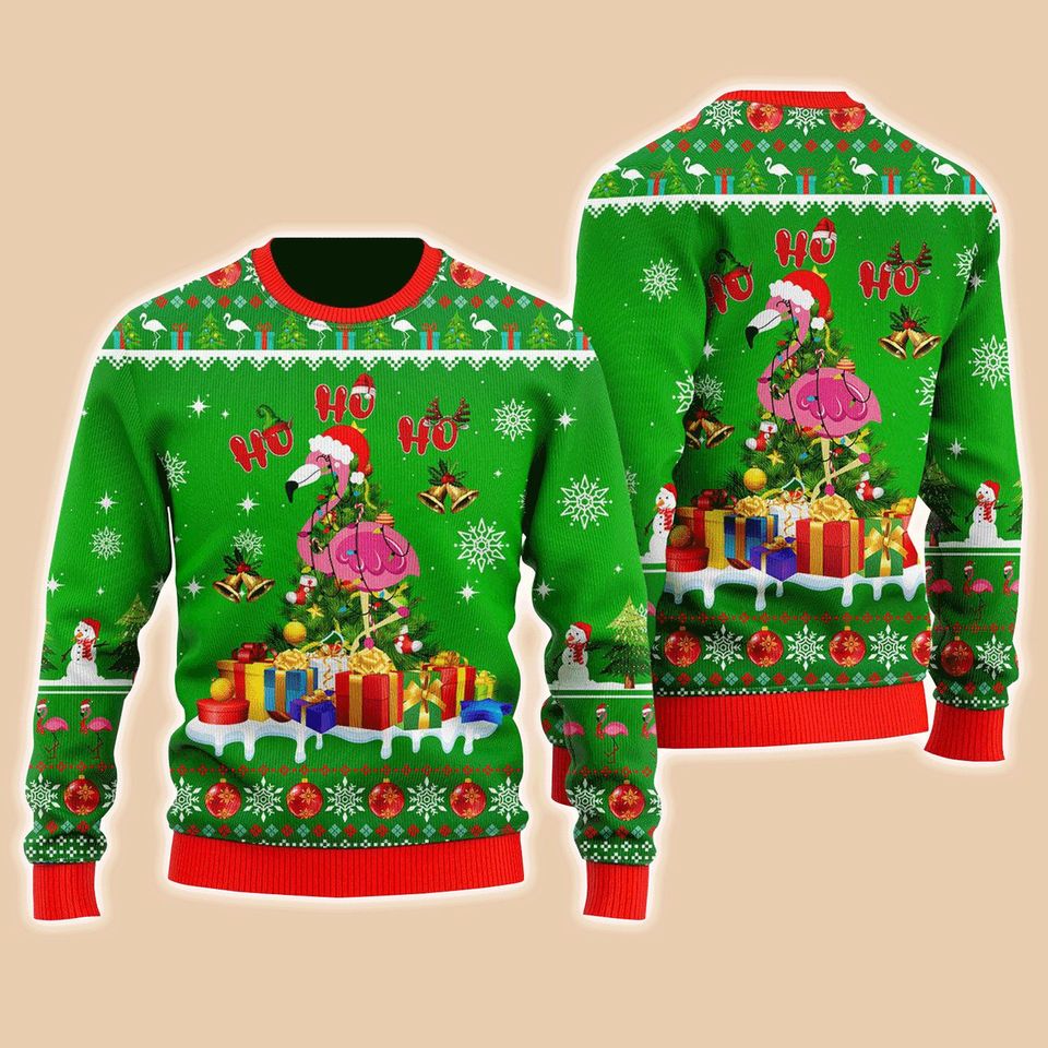 Funny Flamingo Christmas Gift Sweater Hohoho, Ugly Sweater For Men & Women