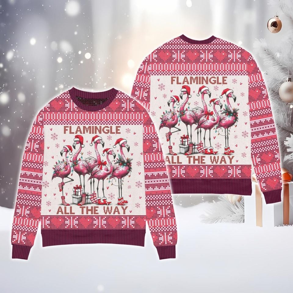 Funny Flamingo Christmas Sweatshirt, Funny Ugly Christmas Sweater