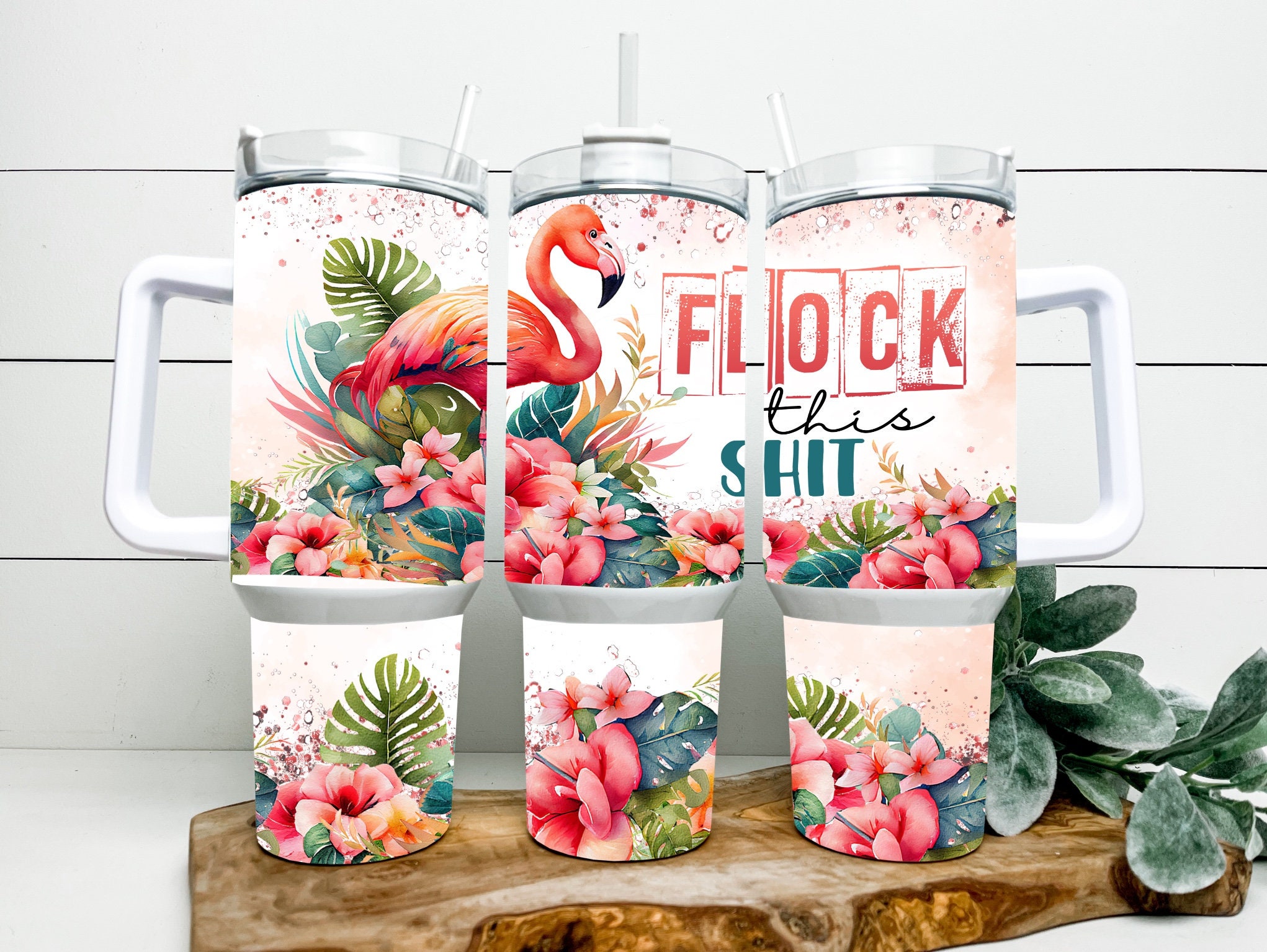 Funny Flamingo Tropical Floral Custom Stanley Cup 40 oz 30 oz Tumbler With HandleTVC2301164