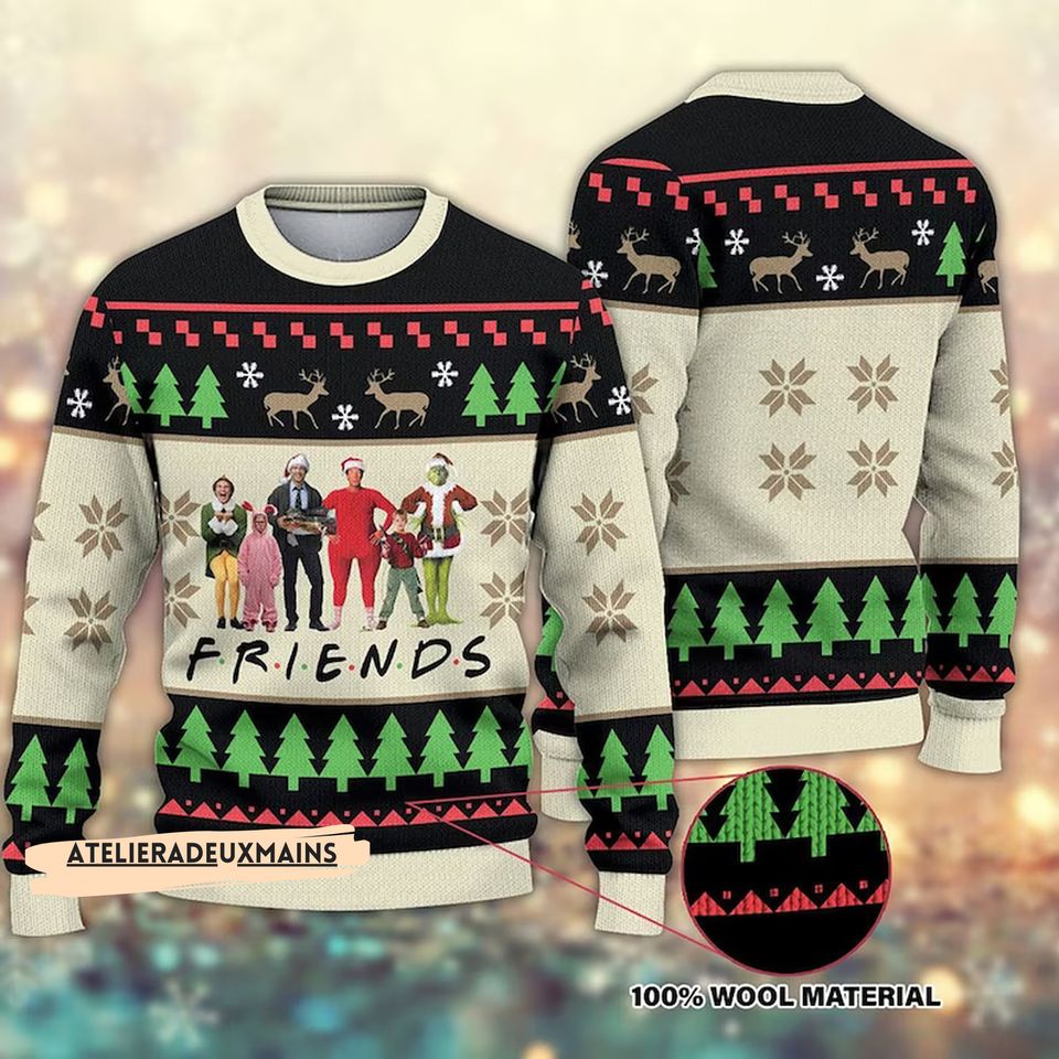 Funny Friends Christmas Movies Sweater, Friends Movies