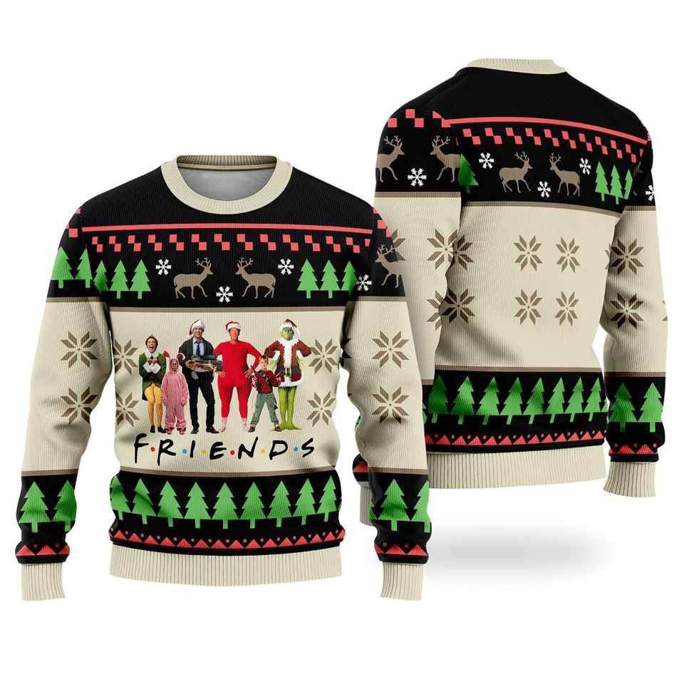 Funny Friends Christmas Movies Sweater, Friends Movies Ugly Xmas Sweater