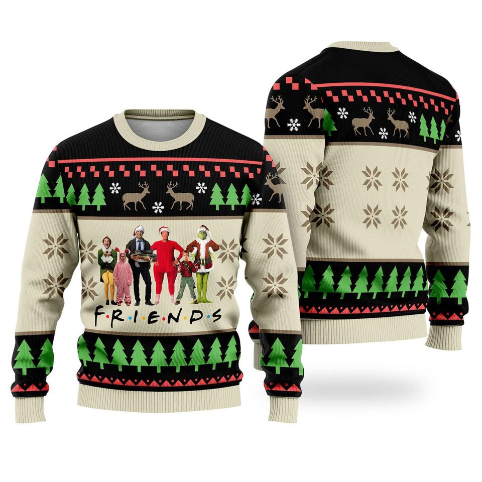 Funny Friends Christmas Movies Sweater, Friends Movies Ugly Xmas Sweater