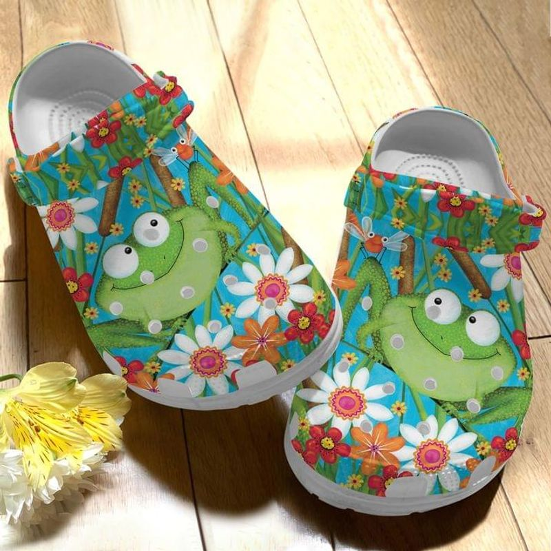 Funny Frog Floral Crocs Crocband Clogs Shoes Comfortable For Men Women and Kids