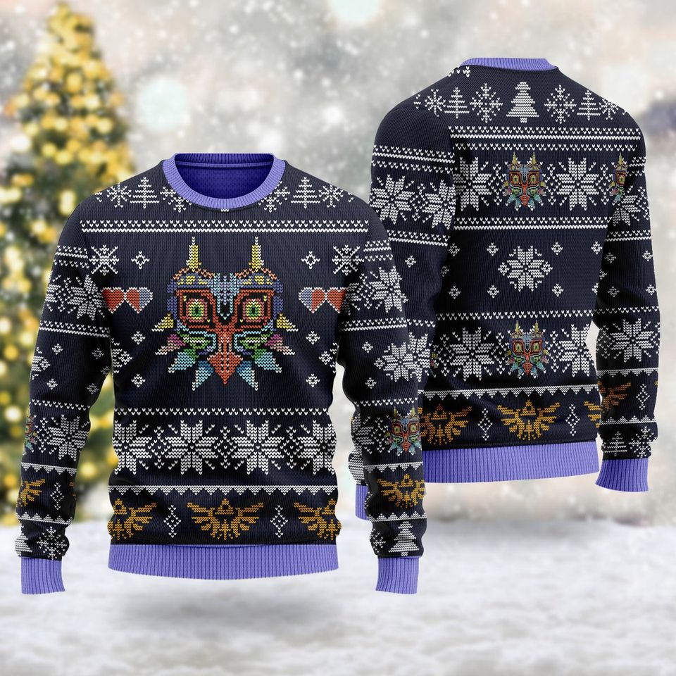 Funny Game Ugly Christmas Sweater, Mask Game Xmas Sweatshirt