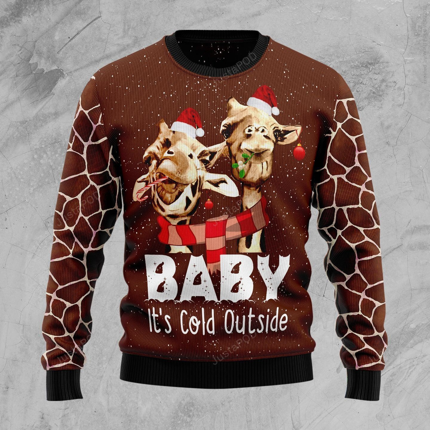 Funny Giraffe Baby It'S Cold Outside Ugly Christmas Sweater Adult 3D Funny Matching for family