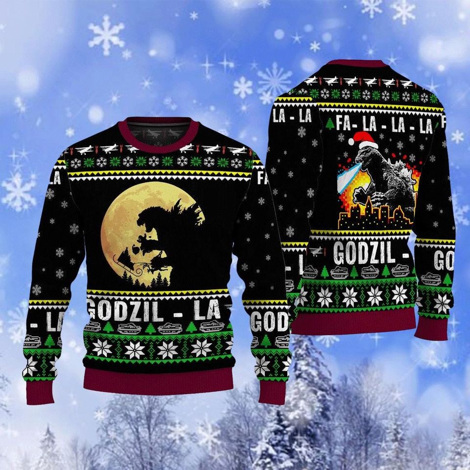 Funny Godzilla Christmas Ugly Sweater Gift