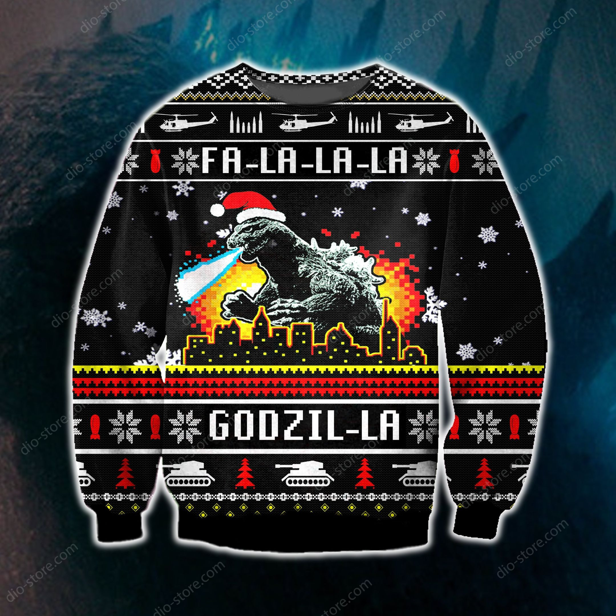 Funny Godzilla Ugly Christmas Sweater Adult 3D Funny Matching for family