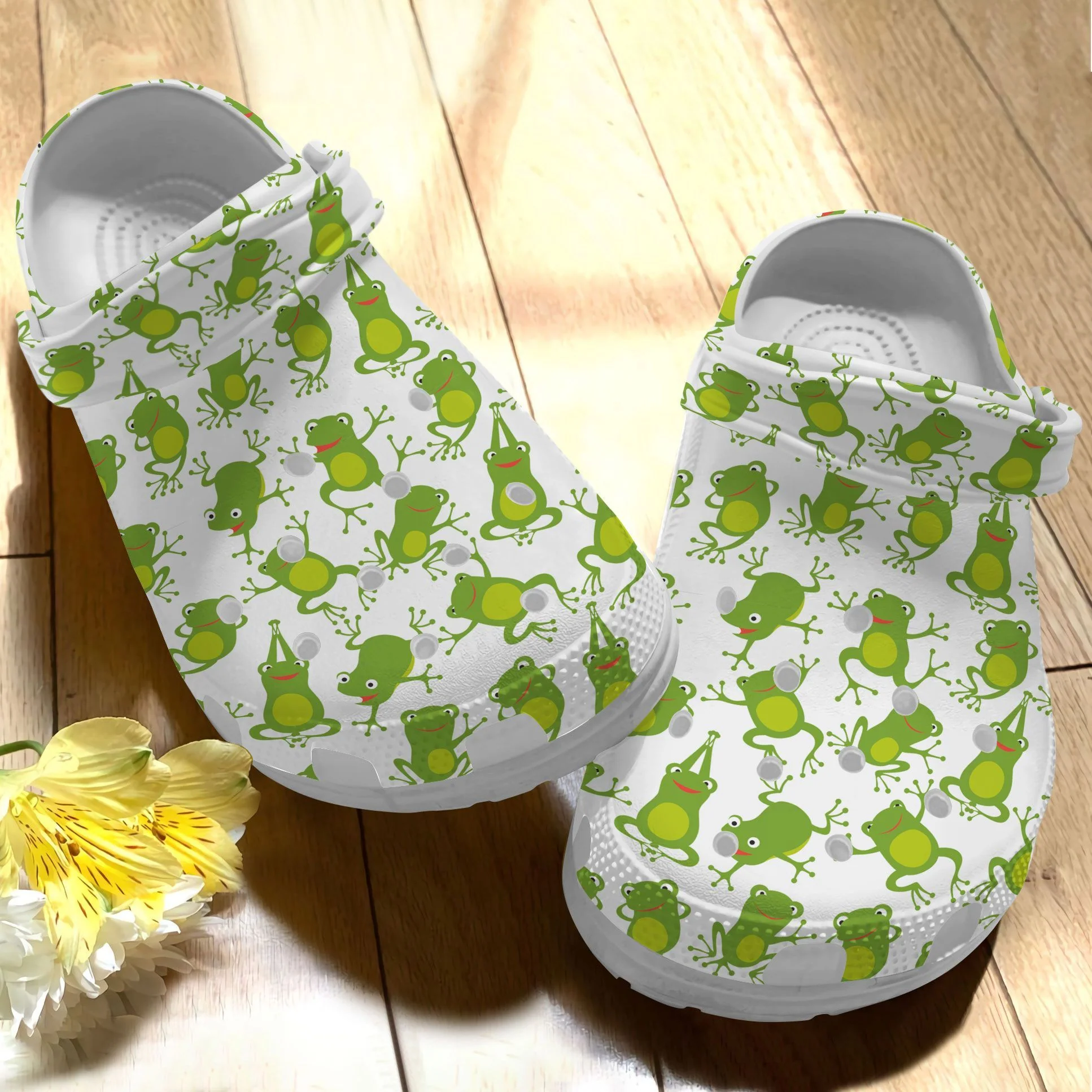 Funny Green Frog Crocs Crocband Clogs Shoes Comfortable For Men Women and Kids