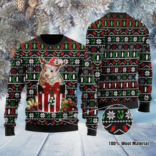 Funny Guinea Pig In The Gift Box Ugly Christmas Sweater Adult 3D Funny Matching for family