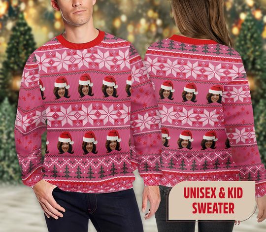 Funny Harrismas Christmas Ugly Sweater, Santa Harris 2024 Ugly Christmas - Image 8