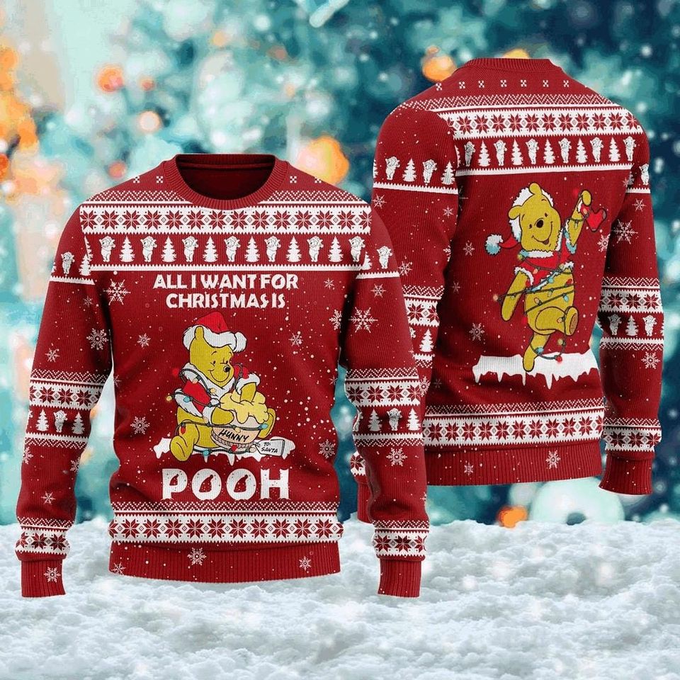 Funny Hungry Bear Ugly Christmas Sweater, All I Want for Xmas