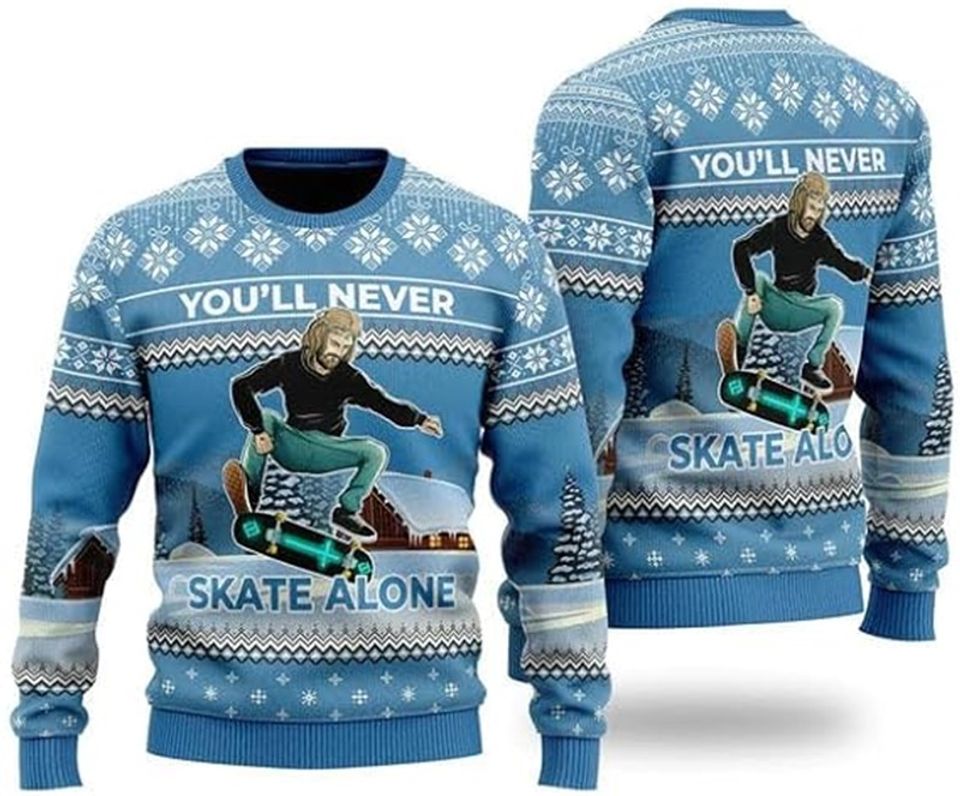 Funny Jesus Skateboarding Ugly Christmas Sweatshirt