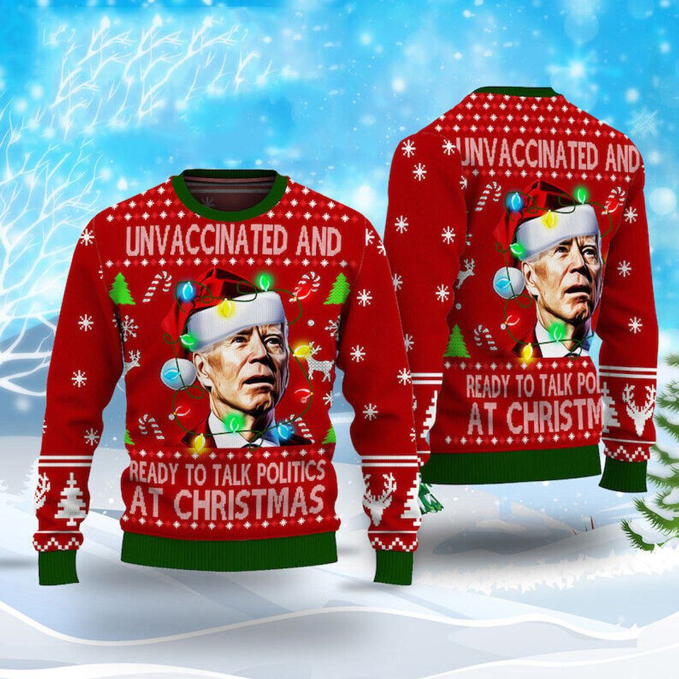Funny Joe' Biden Santa Hats Ugly Christmas Sweater, Merry Christmas Gift Sweater
