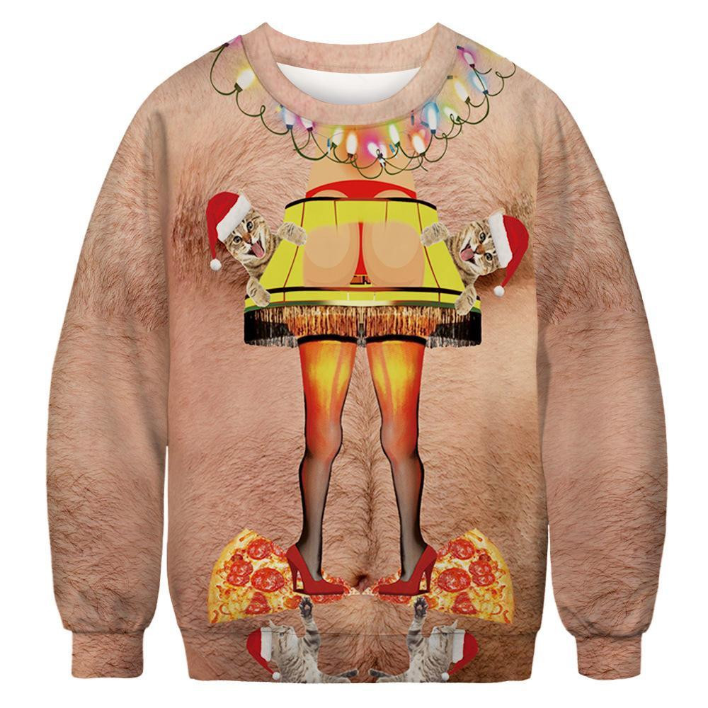 Funny Leg Lamp Christmas Ugly Christmas Sweater Adult 3D Funny Matching for family