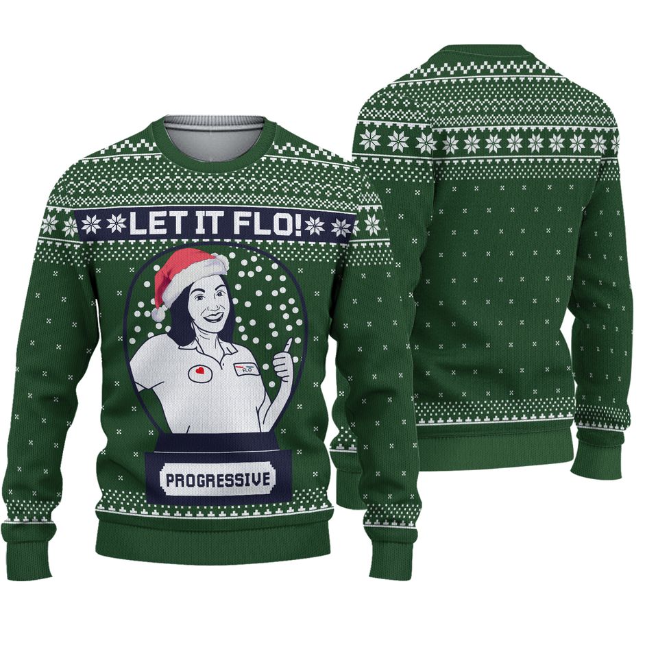 Funny Let It Flo From Progressive Ugly Christmas 3D Sweater