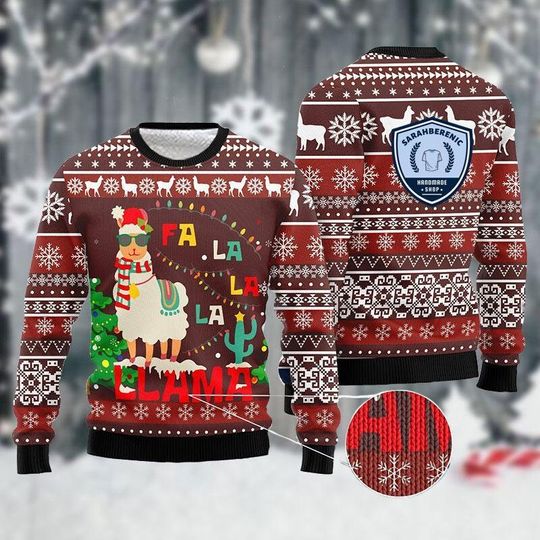 Funny Llama Ugly Christmas Sweater - Image 7