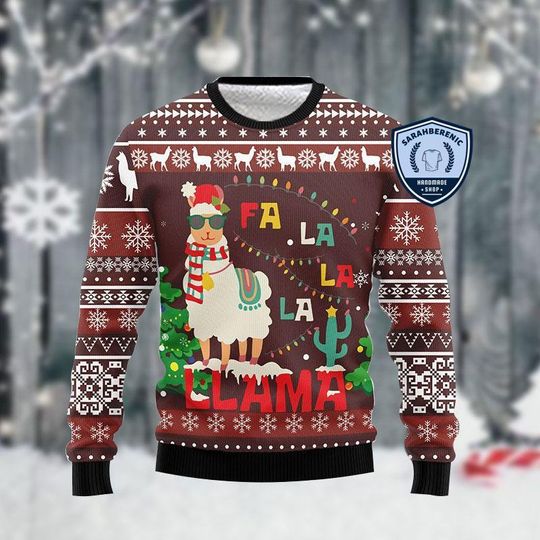 Funny Llama Ugly Christmas Sweater - Image 6