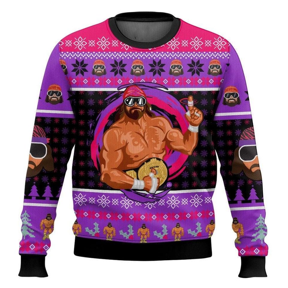 Funny Macho Man Ugly Christmas Sweater, Macho Man Randy Savage Ugly Sweatshirts - Image 3