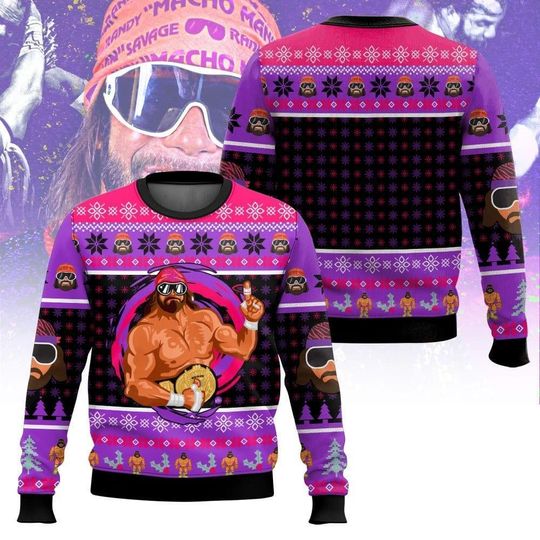 Funny Macho Man Ugly Christmas Sweater, Macho Man Randy Savage Ugly Sweatshirts - Image 6
