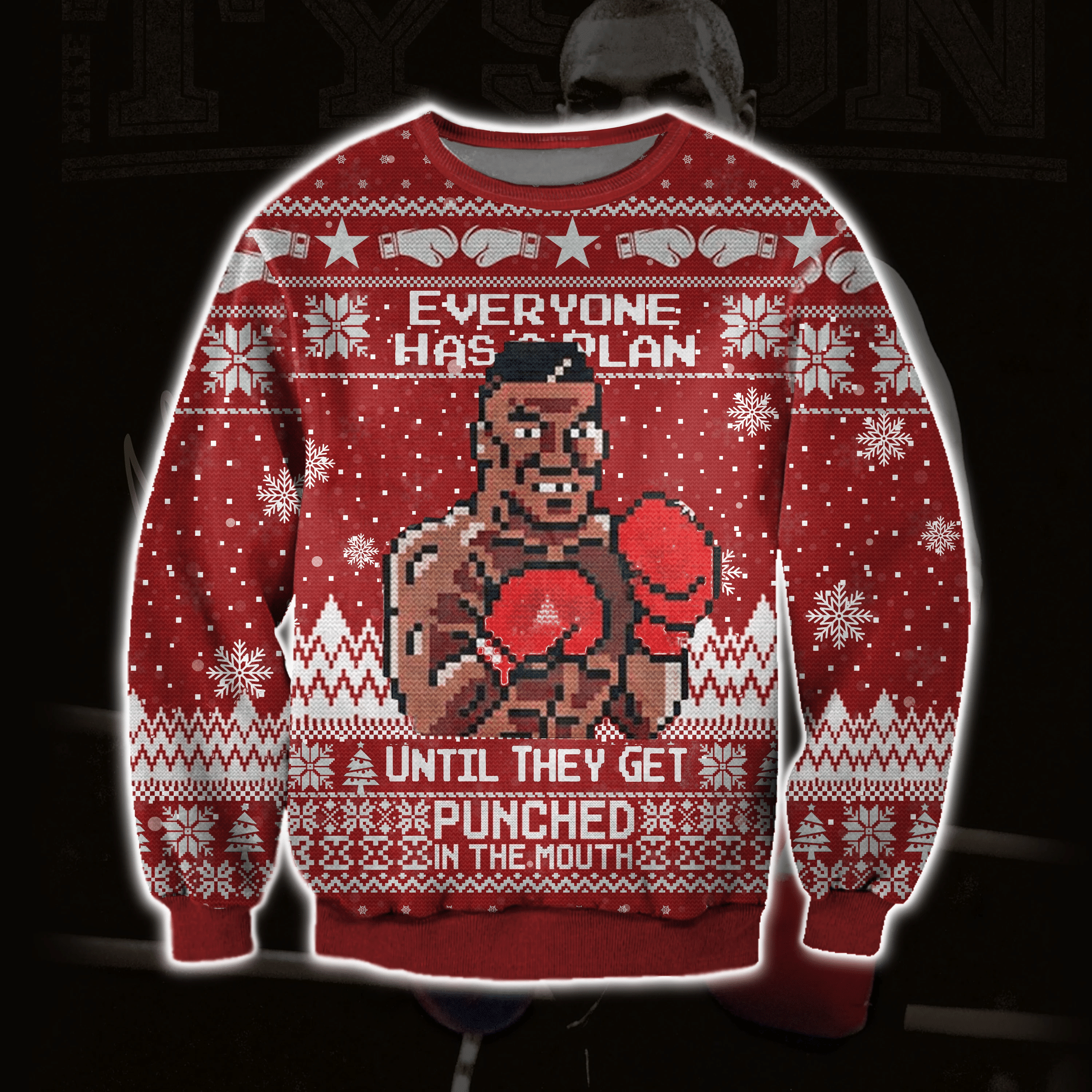 Funny Mike Tyson 3D Printed Ugly Christmas Sweater Adult 3D Funny Matching for family