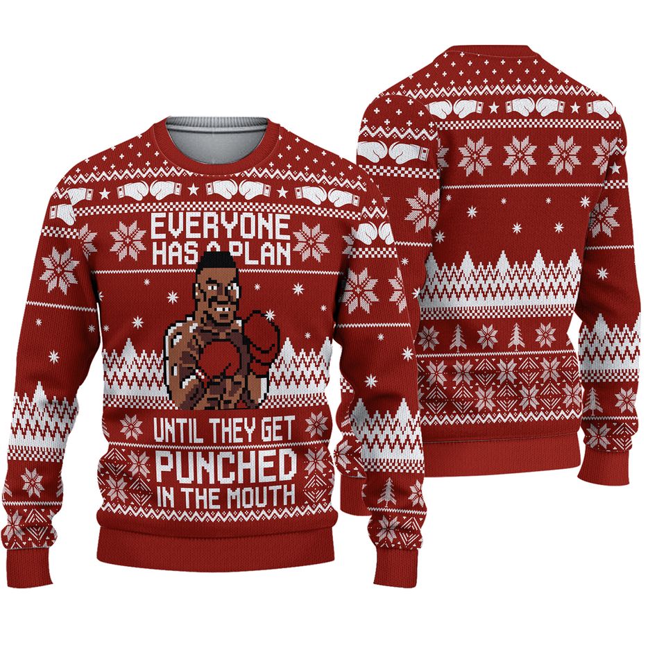 Funny Mike Tyson Pattern Christmas Ugly Christmas 3D Sweater