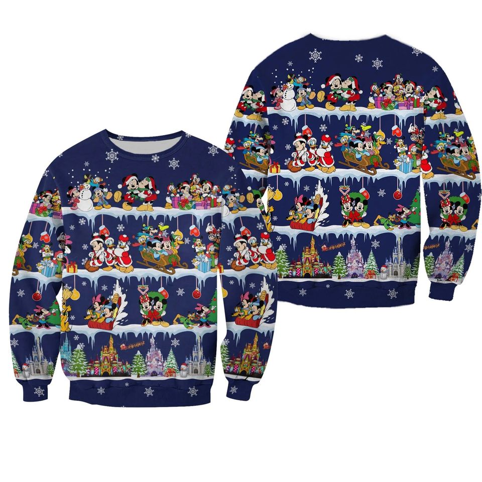Funny Mouse Blue Ugly Christmas Sweater, Mouse And Friends Xmas Sweatshirt