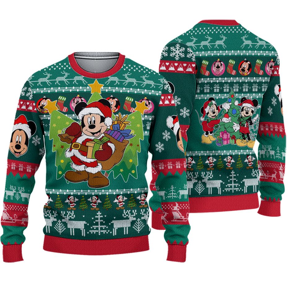 Funny Mouse Santa Ugly Christmas Sweater, Mouse Couple Xmas Sweater