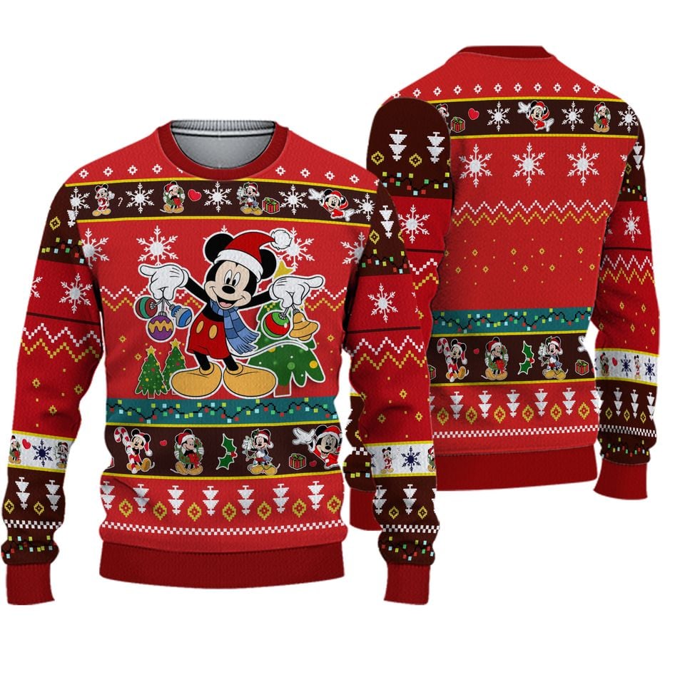 Funny Mouse Ugly Christmas Sweater, Mouse Santa Red Hat Xmas Party Sweatshirt