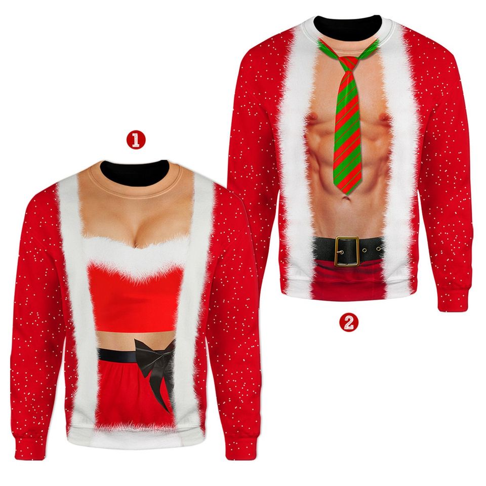 Funny Naughty Santa Sweatshirt, Ugly Christmas Sweatshirt, Best Gift for Christmas Holiday