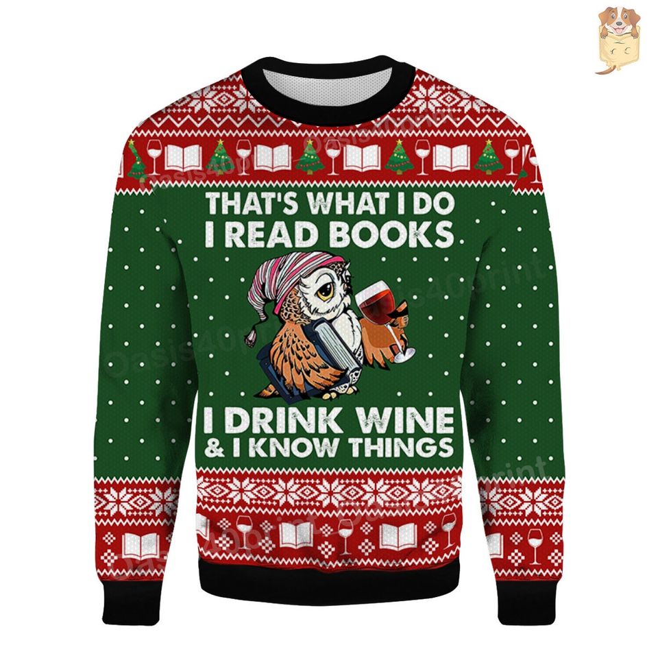 Funny Owl That's What I Do I Read Books Ugly Sweater Book Lovers