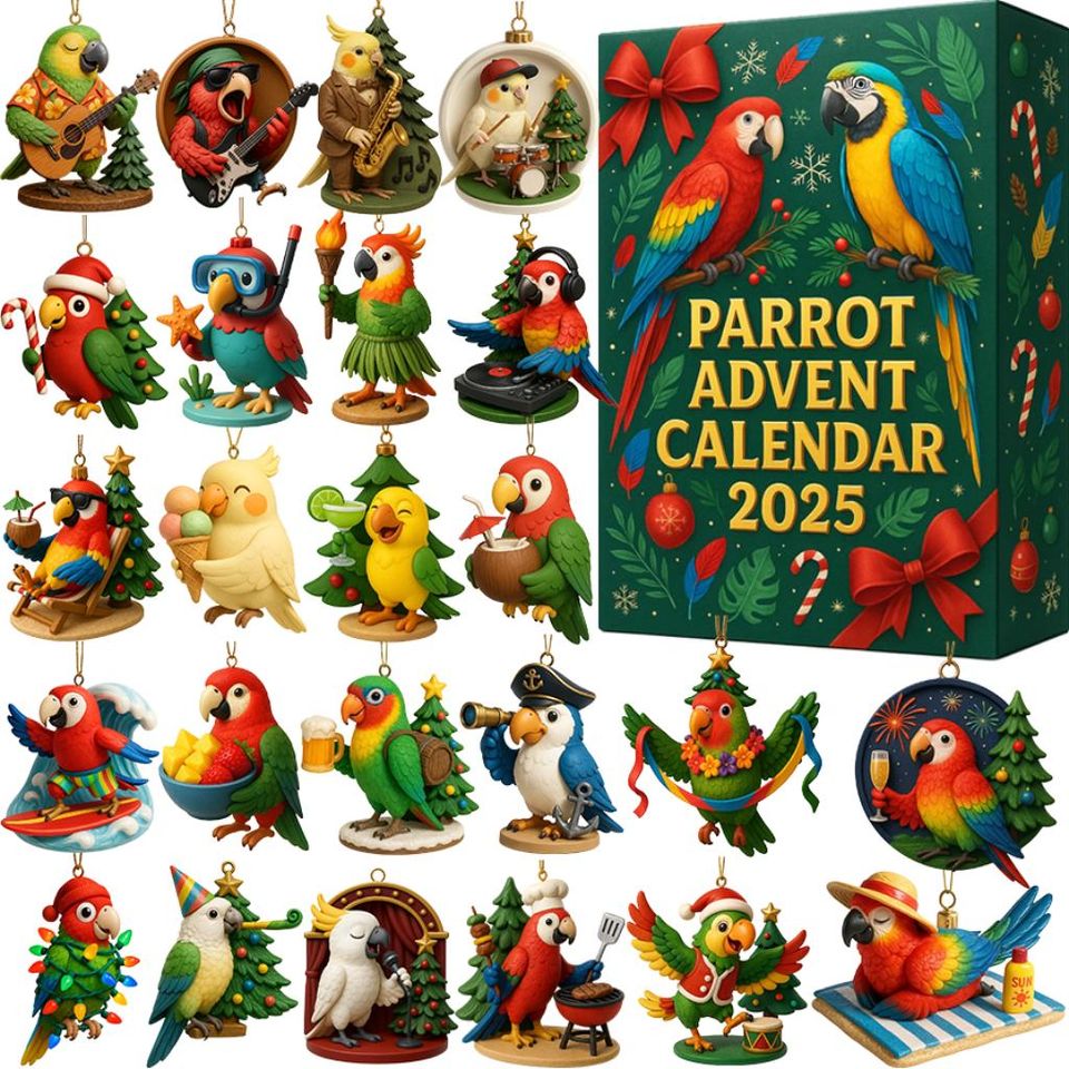 Funny Parrot Christmas Advent Calendars, Parrot Lovers Gift, 24 Days Countdown Gift