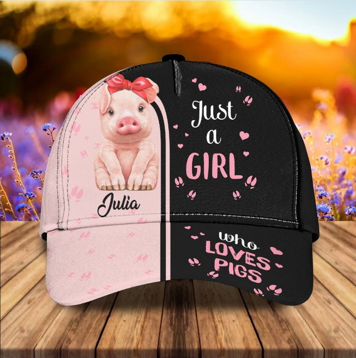 Funny Pig Hats for Girl, Just A Girl Who Loves Pig Classic Cap for Daughter Trucker Hats Custom Hats Gifts For Men & Women