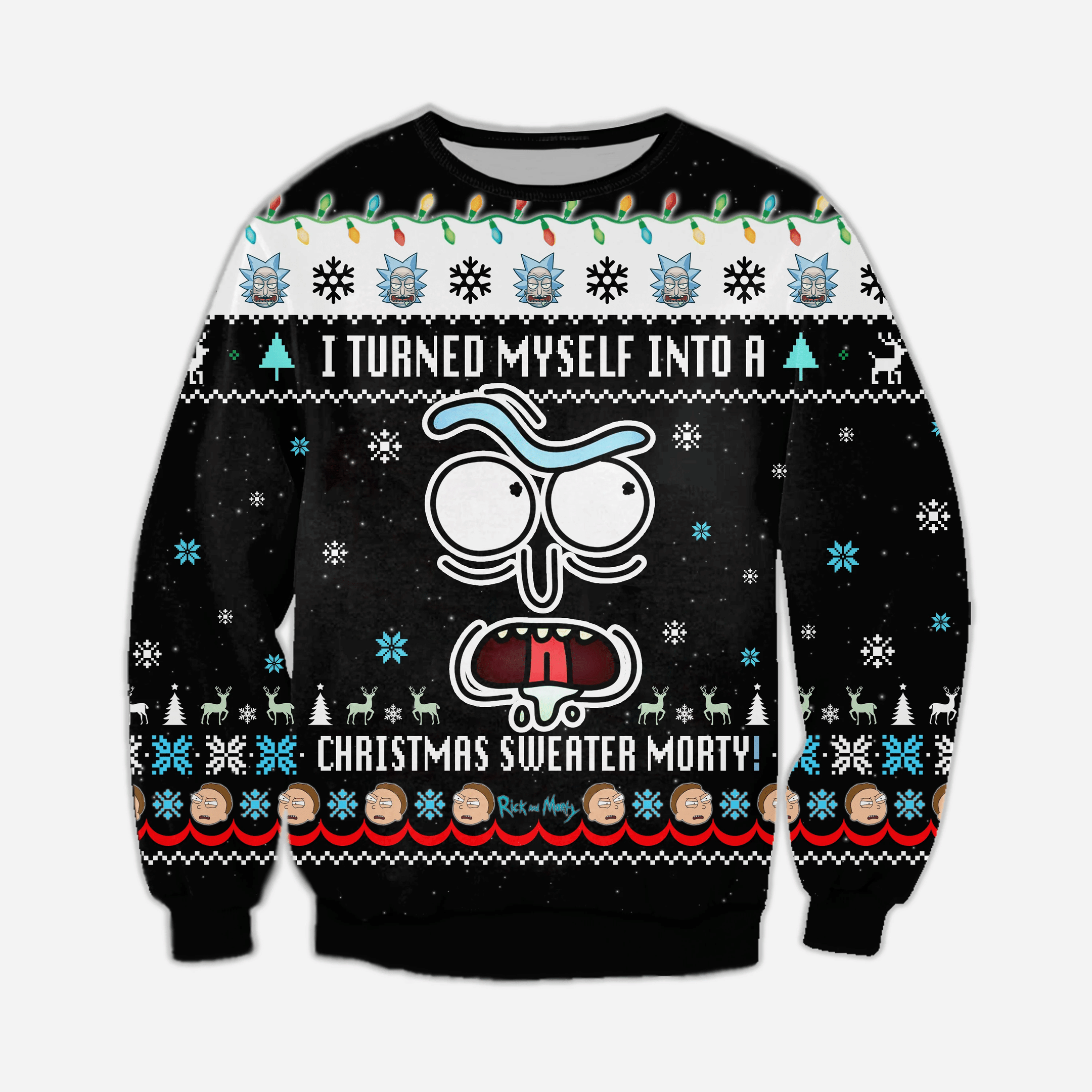 Funny Rick Knitting Pattern 3D Print Ugly Christmas Sweater Adult 3D Funny Matching for family