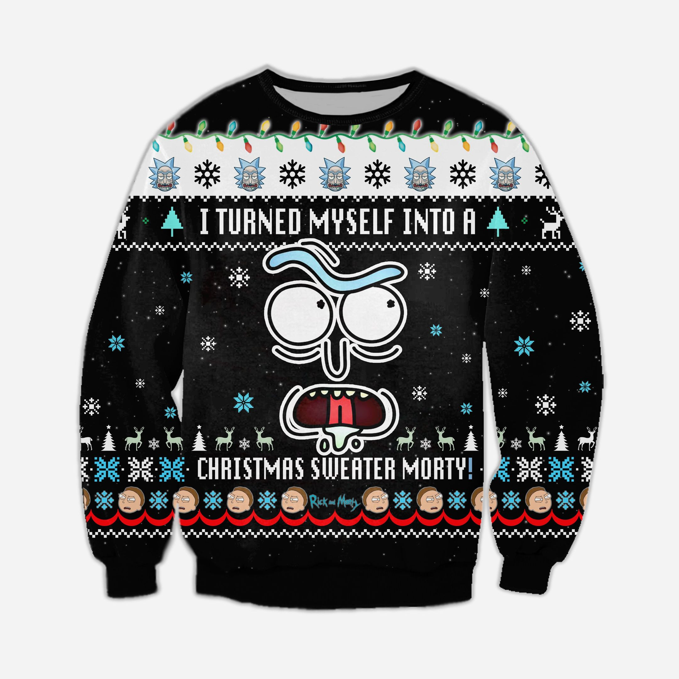 Funny Rick Ugly Christmas Sweater Adult 3D Funny Matching for family