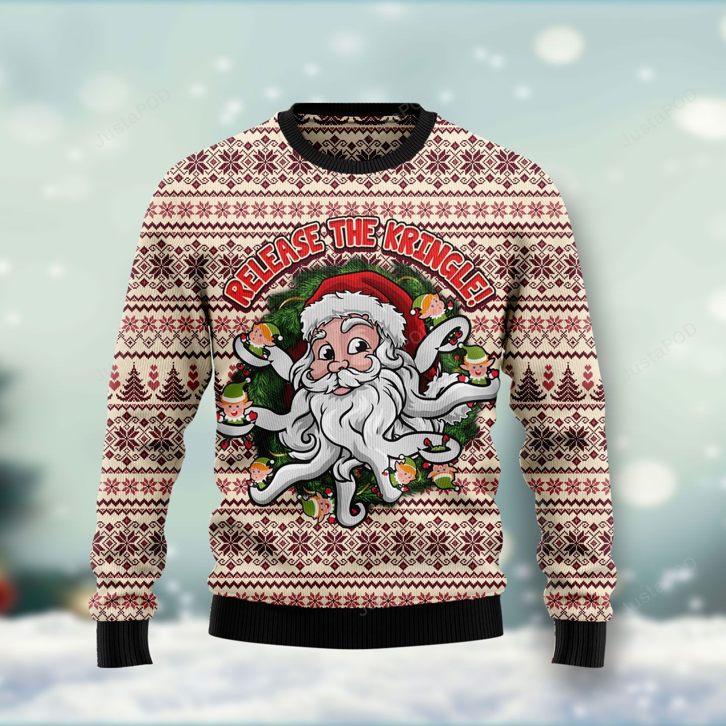 Funny Santa Claus Release The Kringle Ugly Christmas Sweater Adult 3D Funny Matching for family