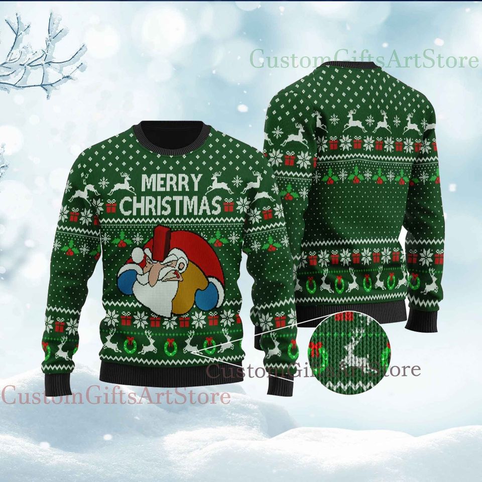 Funny Santa Falls Down Chimney National Lampoon's Vacation Ugly Christmas Sweater, Santa Xmas Sweater, Holiday Christmas Sweater