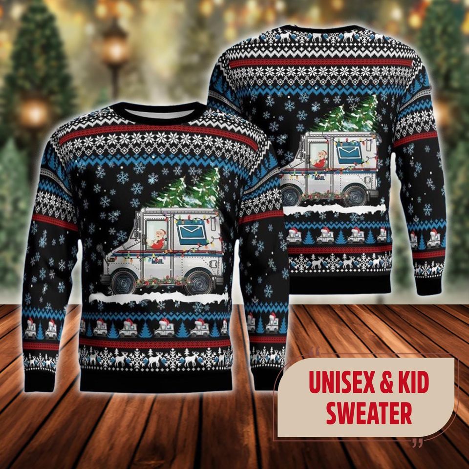 Funny Santa Postal Worker Ugly Christmas Sweater, Santa Postal Worker Xmas Sweatshirt - Image 2