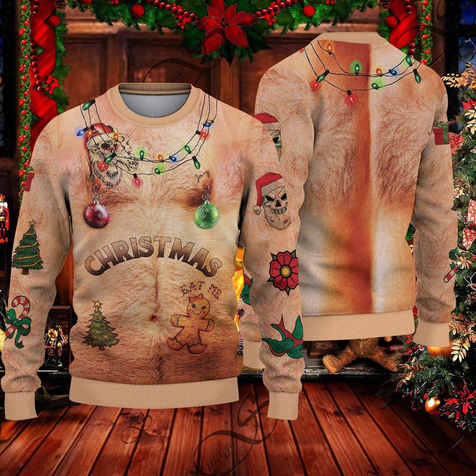 Funny Santa Topless Ho Ho Ho Ugly Sweater