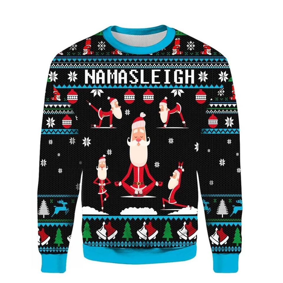 Funny Santa Ugly Christmas Sweater, Namasleigh Christmas Ugly Sweater